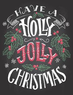 christmas chalkboard lettering with holly wreath