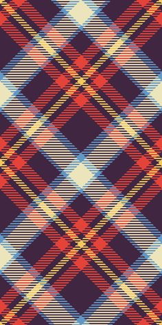 an image of a plaid pattern in red, blue and yellow colors on a dark background