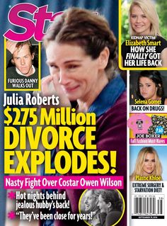 the cover of star magazine featuring julia roberts and her ex - husband, michael lewis