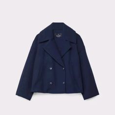 Stradivarius coat Short Coat Outfit, Stradivarius Jacket, Fall Wishlist, Short Trench Coat, Navy Blue Jacket, Shopping Wishlist, Stockholm Fashion, Blue Coats, Coat Outfits