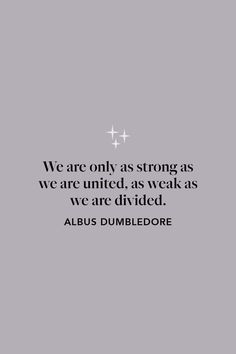 an image with the quote we are only as strong as we are united, as weak as we are divided