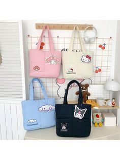 Sanrio Handbag | Hello Kitty Cute Cartoon Down Fabric Tote Bag | Kuromi Casual Comfortable Travel Shoulder Bag | My Melody Anime Embroidery Decoration Bag | Cinnamoroll Multi-Function Plush Doll Storage Bag Multicolor    Polyamide     Kids Arts & Crafts, size features are:Bust: ,Length: ,Sleeve Length: Cute Cartoon Style Bag, Cartoon Style School Bags With Animal Design, Cartoon-style School Bags With Animal Design, Cartoon Rectangular School Bag, Cartoon Style Animal Design School Bag, Cartoon Animal Design School Bags, Kawaii Rectangular Portable Shoulder Bag, Kawaii Portable Rectangular Shoulder Bag, Portable Rectangular Kawaii Shoulder Bag