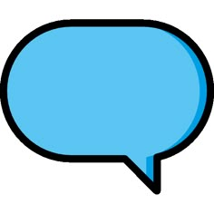 a blue speech bubble with black outline on a white background, it appears to be empty