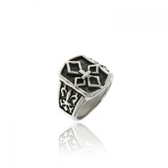 Steel MJ ring with cross patterns Ring With Cross, Cross Patterns