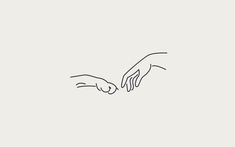 two hands reaching for each other with one hand touching the other's finger on a white background