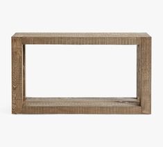 a wooden shelf with a white background