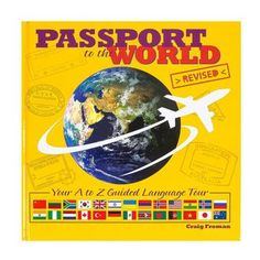 the passport to the world book with flags and an airplane flying over it, on top of