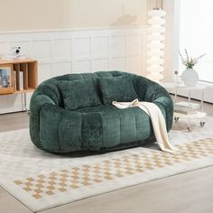 Comfortable and Soft-The material of the bean bag sofa is made of Chenille fabric, which is soft and delicate and has good warmth. Lounge sofa lining using excellent quality memory foam and high elasticity cotton combination, soft material and full filling, both to ensure very good comfort, but also has very good support Color: Green. Gaming Sofa, Overstuffed Chairs, Chair Couch, Chenille Sofa, Bean Bag Sofa, Cozy Sofa, Lazy Sofa, Bag Chair, Loveseat Sofa