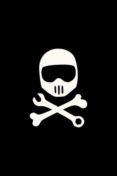 a skull and crossbones on a black background with the word's logo