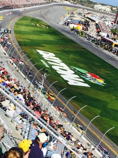 an overhead view of a race track with lots of people