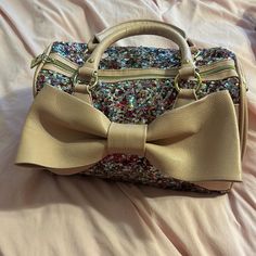 Betsey Johnson, Sequin Bow Bag, With Shoulder Strap Gently Used Bow Bag, Sequin Bow, Betsey Johnson, Shoulder Strap, Bag Lady, Shoulder Bag, Pink, Women Shopping