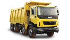 a yellow dump truck is shown on a white background