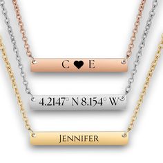 PRICES MAY VARY. Customizable Charm: Engrave with names, dates, couple names or initals or coordinates to make this bar necklace uniquely yours. Premium Quality Material: Crafted from 925 Sterling Silver and available in 18K Gold Plated, Black, Rose Gold Plated, and Multicolor options, perfect for sensitive skin. Long-lasting & Hypoallergenic: Built to last and designed to prevent skin reactions, ensuring comfort with everyday wear. Elegant Design: Sleek minimalist jewelry that suits any outfit, Dates Couple, Bar Pendant Necklace, Bar Pendant, Bar Necklace, Black Rose, Name Necklace, Minimalist Jewelry, Graduation Gifts, Rose Gold Plates