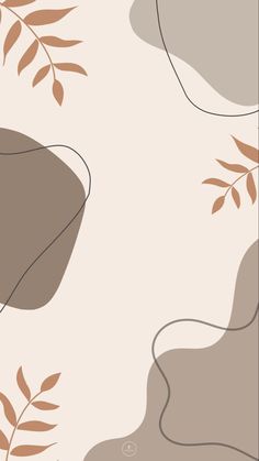 a beige and brown wallpaper with some leaves on it's back drop down