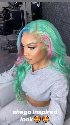 Sew In Hair Extensions, Cute Hair Colors, Rainbow Hair Color, Dyed Hair Inspiration, Pretty Hair Color, Hair Ponytail Styles, Hair Shows