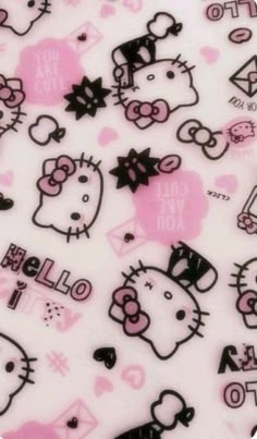 the hello kitty pattern is shown in pink and white