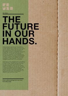 an open box with the words, the future in our hands on it's side