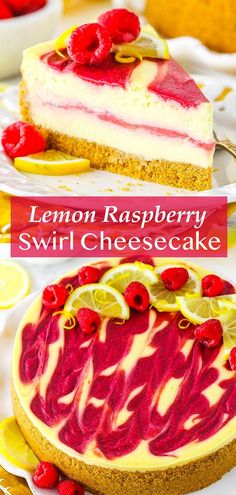 the lemon raspberry cheesecake is ready to be eaten