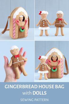 gingerbread house bag with dolls sewing pattern