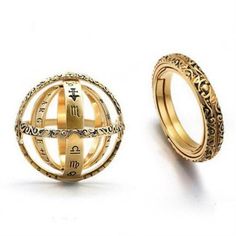 Celestial Sphere: Golden Astronomical Ball Rotating Ring-Fashion Rings-StylinArts Universe Ring, Celestial Globe, Sphere Ring, Celestial Symbols, Celestial Sphere, Armillary Sphere, Rotating Ring, Mesmerizing Beauty, Vintage Elegance