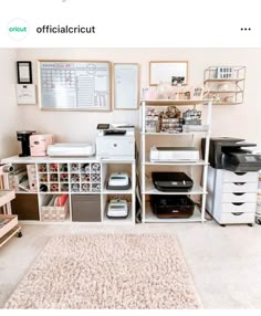 a room filled with lots of different types of office equipment and storage containers on the wall