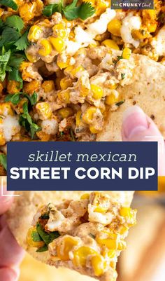 mexican street corn dip in a tortilla shell