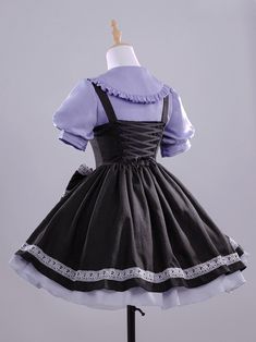 Embrace the kawaii aesthetic and sweet Lolita fashion with this intricately designed dress full set, perfect for cosplay events, conventions, and themed parties.  This price is for a dress, a shirt, an eye patch, a bowknot at the waist, a pair of stockings, and a bandage on the arm.  Shirt   	 		 			Size 			S 			M 			L 		 		 			Shoulders 			37 			38.5 			40 		 		 			Sleeve Length 			22 			23 			24 		 		 			Bust 			88 			92 			96 		 		 			Waist 			71 			75 			79 		 		 			Full Length 			55 			56.5 Kawaii Short Sleeve Dress For Costume Party, Kawaii Short Sleeve Costume Party Dress, Fairy Kei Short Sleeve Dress For Costume Party, Cute Fitted Dresses For Cosplay Events, Harajuku Doll Collar Dress For Cosplay, Harajuku Dress With Doll Collar For Cosplay, Kawaii Dresses With Ruffles For Cosplay Events, Kawaii Fitted Cosplay Dress, Kawaii Ruffled Dresses For Cosplay Events