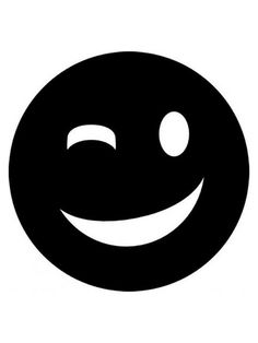 a black and white smiley face on a white background