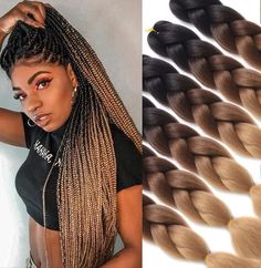 NH Beauty Supply™ Ombre Box Braids Kit will be delivered straight to your door with everything you need to complete the perfect look! Brown Box Braids, Ombre Box Braids, Twist Cornrows, Style Braids, Colored Box Braids, Knotless Box Braids, Ombre Braid, Blonde Box Braids, Colored Braids