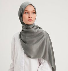 Modefa Shawl Sage Grey Shine Hijab Shawl - Sage Grey Grey Hijab, Transparent Material, Final Touch, Formal Wear, Lay Flat, Olive Green, Steam, Cold Water, Shawl