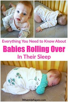 a baby laying on its back with the words everything you need to know about babies rolling over in their sleep