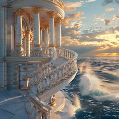 an artistic rendering of a staircase in the ocean