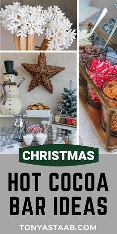 christmas hot cocoa bar ideas with text overlay