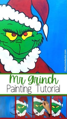 the grinch painting is being used to make christmas decorations