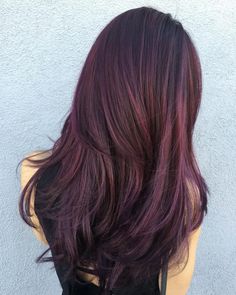 Aloxxi Hair Color Chart, No Bleach Hair Color For Dark Hair, Aubergine Hair, Hairdo Ideas, Inai Pengantin, Hair Color Plum, Cut Layers, Dark Purple Hair