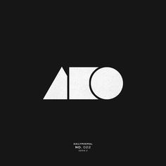 a black and white poster with the word ao in it's center, on top of