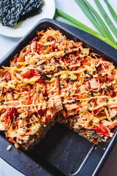 Crab Sushi Bake, Spicy Sushi, Sushi Bake Recipe, Crab Bake, Sushi Fillings, Crab Sushi, Kinds Of Sushi, Unagi Sauce, Seafood Sushi