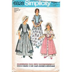 Vintage Sewing PATTERN Simplicity 6828, Girls Halloween Costumes 1974 Bicentennial Colonial Two Piece Dress Cap and Shawl, Child Size 12 Diy Womens Clothes, Girls Halloween Costumes, Unique Sewing Patterns, Sun Dress Casual, Girls Halloween, Sewing Patterns For Kids, Womens Sewing Patterns, Cap Dress