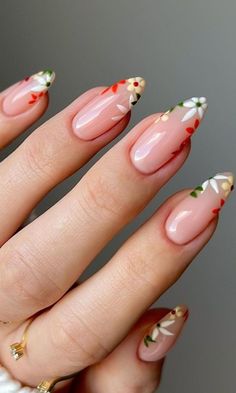 Office Nails, Chrome Nails Designs, Get Nails, Short Nail Designs, Nail Styles, Floral Nails, Chic Nails