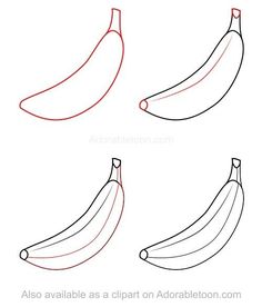 how to draw a banana in 3 easy steps