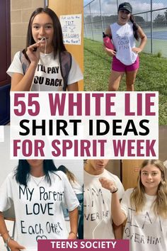 55 white lie shirt ideas for spirit week School Spirit Day, High School Spirit, Spirit Day, White Lies, T Shirt Ideas, School Spirit, At School