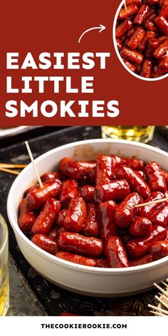 Craving an easy appetizer or snack? This 3-ingredient little smokies recipe brings cocktail sausages together with grape jelly and BBQ sauce for an instant crowd-pleaser. Perfect for parties, the holidays or game day! Pop over to our site for the recipe! Mini Weiners Crockpot Lil Smokies, Lil Weiners Recipes, Mini Weenies Recipe, Recipes For Little Smokies, Little Smokey Recipes, Lil Smokies Recipes Stovetop, Cocktail Weiner Recipes, Little Smokies Recipes, Baked Spinach Artichoke Dip