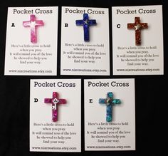 four different types of crucifixs are shown on the table with instructions