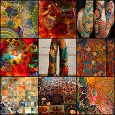 many different images of colorful art work