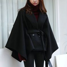 Product Description * Item: Women's Elegant Lapel Collar Wool Blend Bow-Tie Poncho Cape Jacket with Belt * Condition: 100% Brand New * Color:Black Khaki * Size:Asian S-6XL * Package:1pc Coat (without any accessories ）    Please note: 1.Please allow a little error due to manual measurement. 2.The color maybe a little difference because of the light,screen reflection etc. 3.If you are not sure what size to choose, you can tell us your height and weight, we will recommend the right size for you. Shipping 1. Your Item(s) will be shipped within 5-15 business days once payment received. 2. Standard shipping to US/UK,you may can get it in 10-20 Business days.   Standard Shipping for Airmail via Post Office 11-30 business Days Come(approximately within 30 days) ship to other country. 3.if you want Poncho Jacket Cape, Off The Shoulder Coat, Poncho Aesthetic, Cape Outfits For Women, Cape Coat Outfit, Belted Cape Coat, Modern Cape, Poncho Winter, Shawl Coat