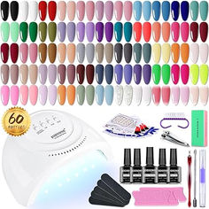 50% OFF just hit the link! Gel Nail Polish Set: The set contains 55 bottles of colored gel nail polish, two bottles of base coat, two bottles of glossy top coat, one bottle of matte top coat, smart nail lamp and various manicure tools. Nail Lamp: This nail lamp has 3 curing modes, 5s, 30s, 60s, one minute to cure gel nail polish. And it contains 30 led small light beads and can cure each nail in all directions. Smart nail lamp, hand in, the light is on; hand out, the light is off. Smart Nail, Do It Yourself Nails, Smart Nails, Nail Polish Kit, Gel Nail Kit, Nail Polish Kits, Gel Nail Polish Set, Nail Polish Sets, Beauty Nail