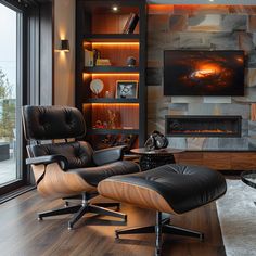 an empty living room with a large window