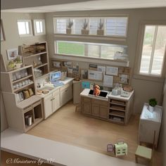 an aerial view of a doll house kitchen