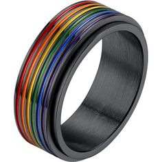 Brand New Click "Buy Now" Button To Place Order Delivery: Estimated 3-5 Days Color : 02-Black/Stripe Material: Made Of Stainless Steel,Black Plated,Non-Deformable, And Hypoallergenic. High Polished On The Surface, Smooth And Comfortable To Wear. Rainbow Flag Grooves Spinner Ring: The Lgbt Pride Ring With Rainbow Elements Is A Symbol Of Love, All Love Is Equal And Should Be Supported Or Praised.And It's Also Called Worry Ring, Spin Smoothly, Perfect As A Stress Relief Ring! Dimensions: 7.8mm(0.31 Lesbian Wedding Bands, Asexual Ring, Band Rings For Men, Gay Pride Jewelry, Pride Jewelry, Hip Hop Rings, Pride Jewellery, Rainbow Rings, Dragon Jewelry