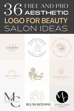 the logo for salon and beauty products is shown in this graphic style, with different colors